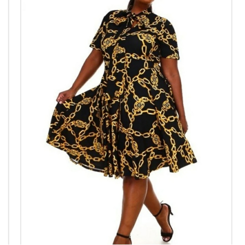 NWT Black & Gold Chain Dress Size XXXL